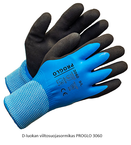 Tuplapinnoitettu viiltosuojasormikas luokka.D